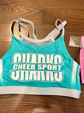 NWT Cheer Sport Sharks Adult Small Crop